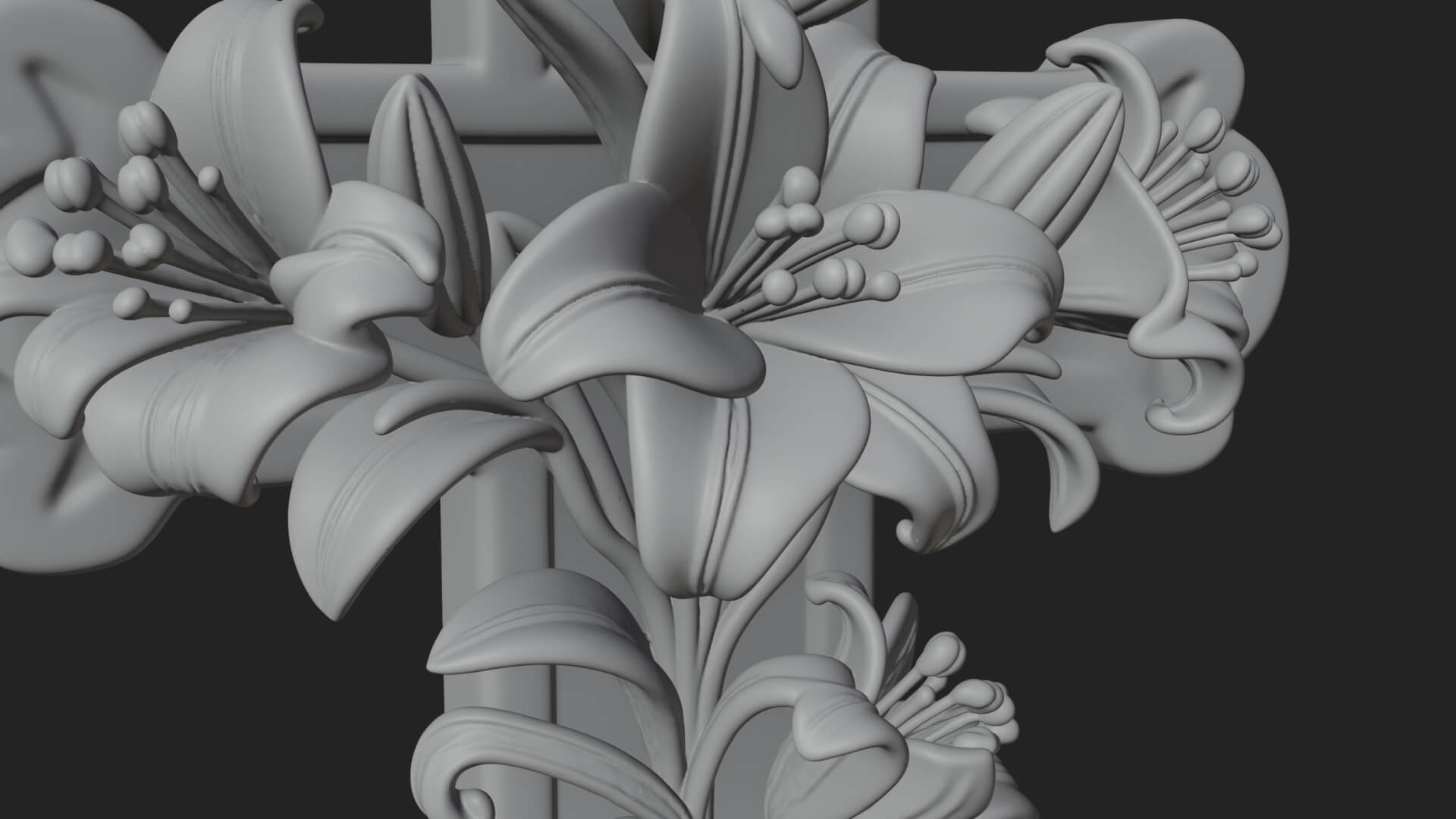 Lily Easter Cross Statue Design 2 3D Print Model 3D Model