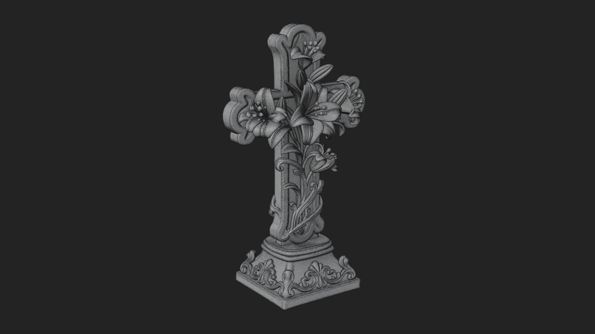 Lily Easter Cross Statue Design 2 3D Print Model 3D Model
