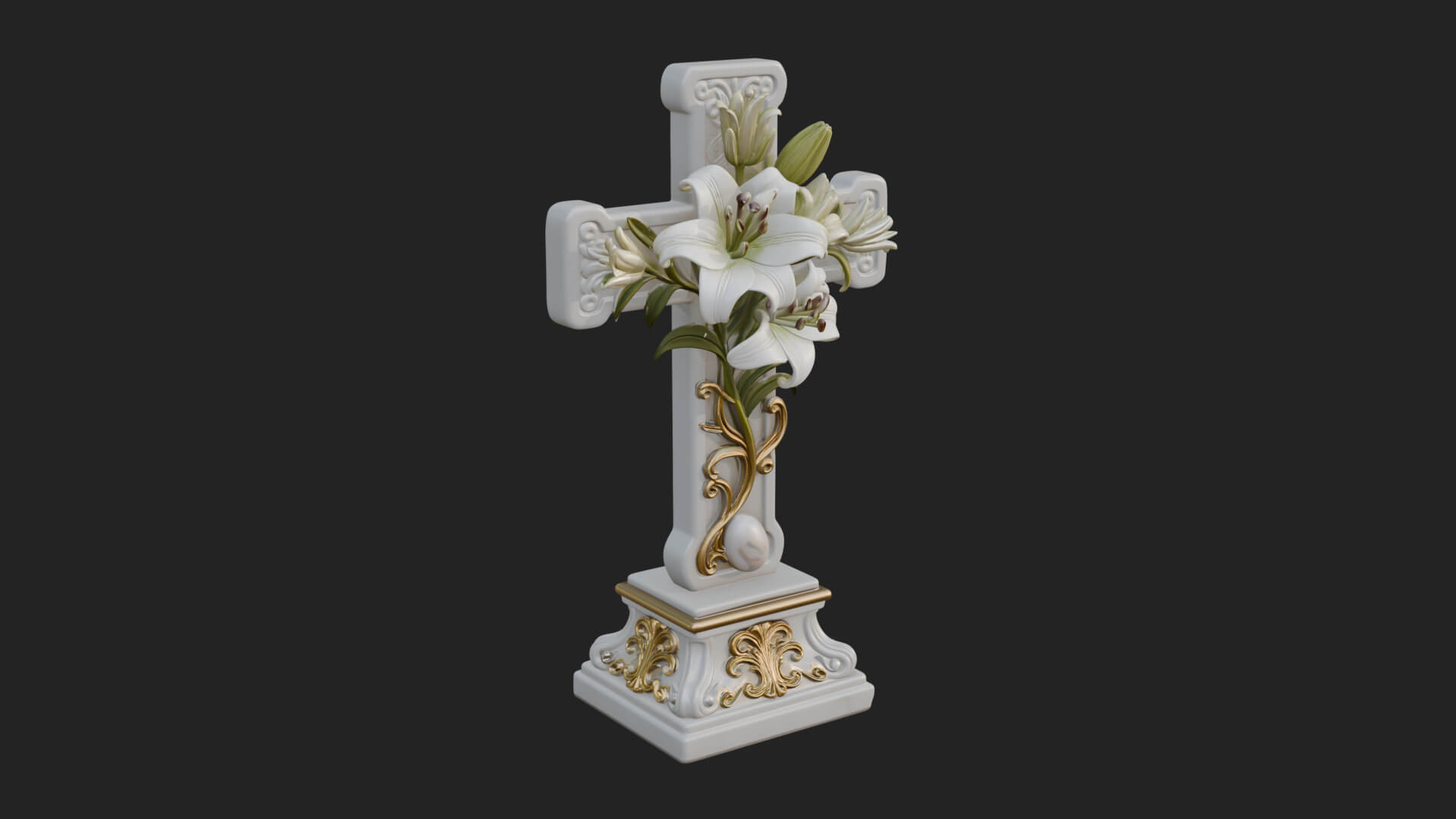 Lily Easter Cross Statue Design 3 3D Print Model 3D Model