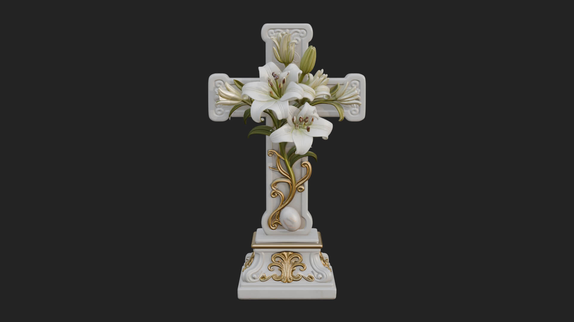 Lily Easter Cross Statue Design 3 3D Print Model 3D Model