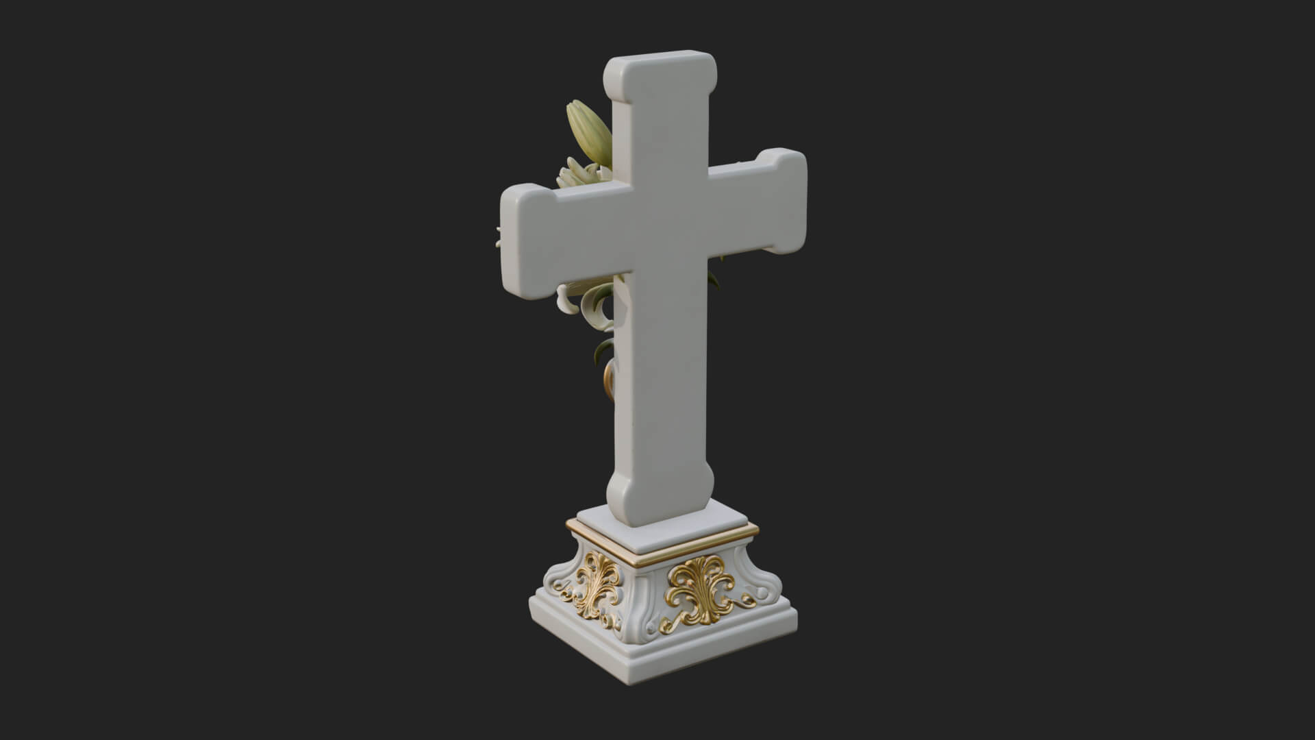 Lily Easter Cross Statue Design 3 3D Print Model 3D Model