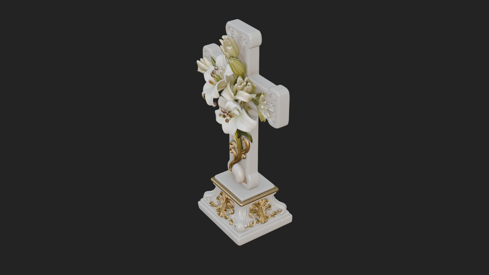 Lily Easter Cross Statue Design 3 3D Print Model 3D Model