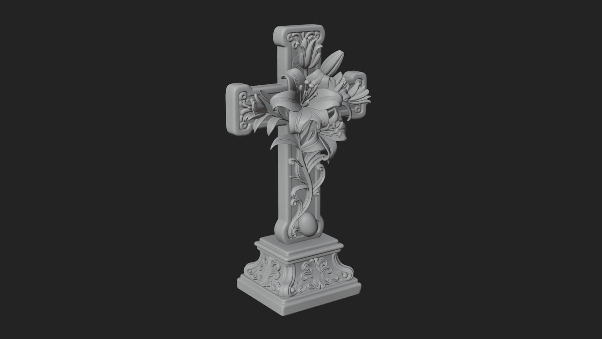 Lily Easter Cross Statue Design 3 3D Print Model 3D Model