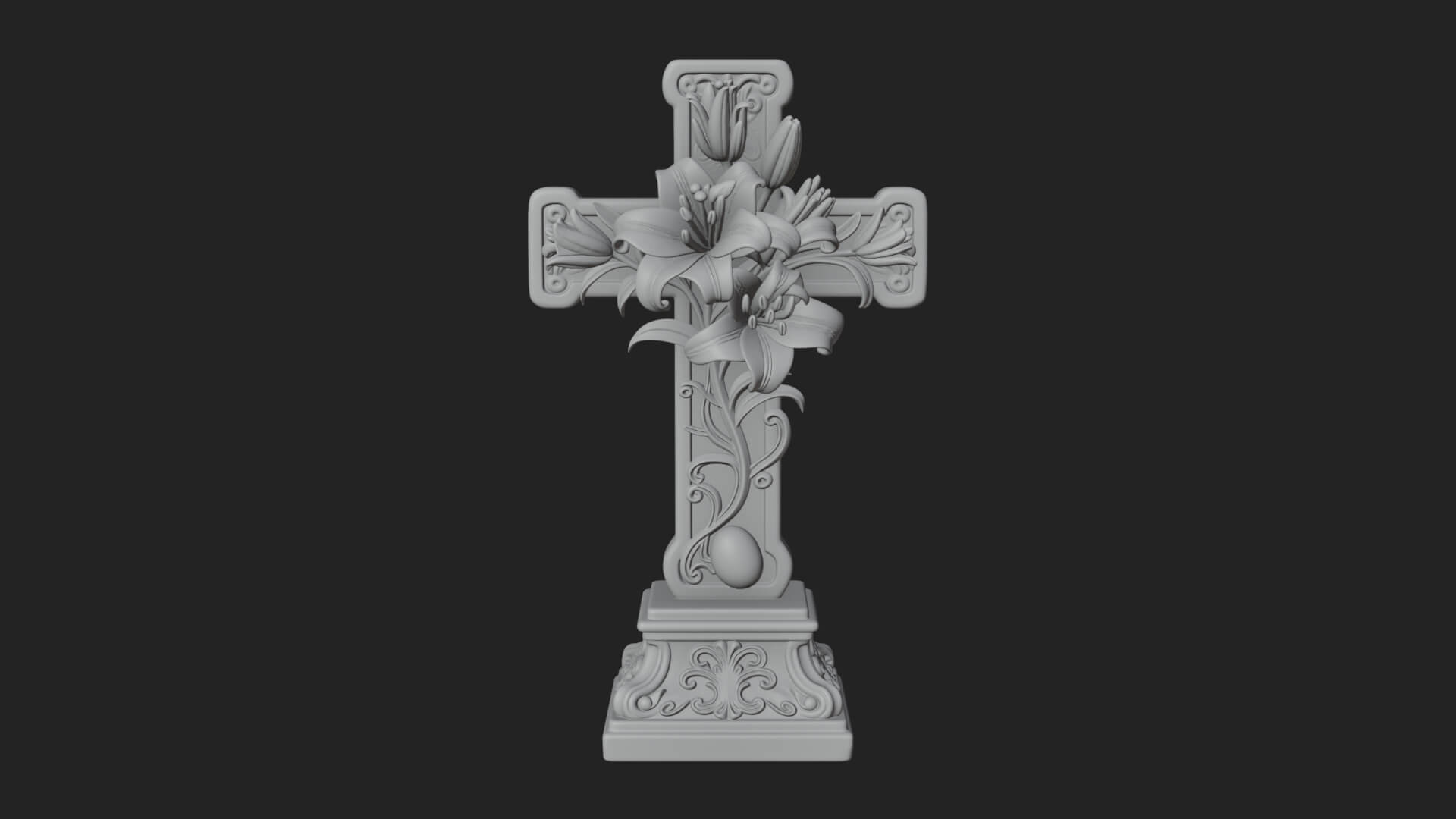 Lily Easter Cross Statue Design 3 3D Print Model 3D Model