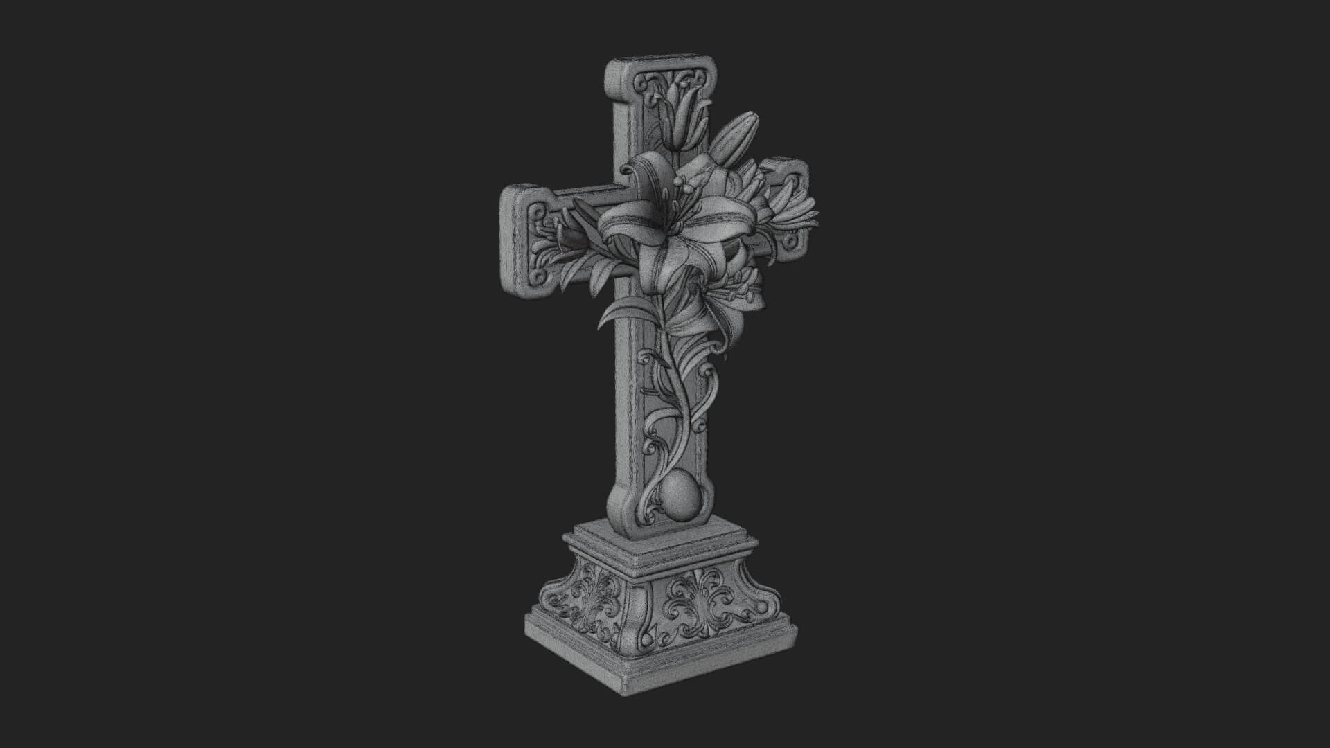 Lily Easter Cross Statue Design 3 3D Print Model 3D Model