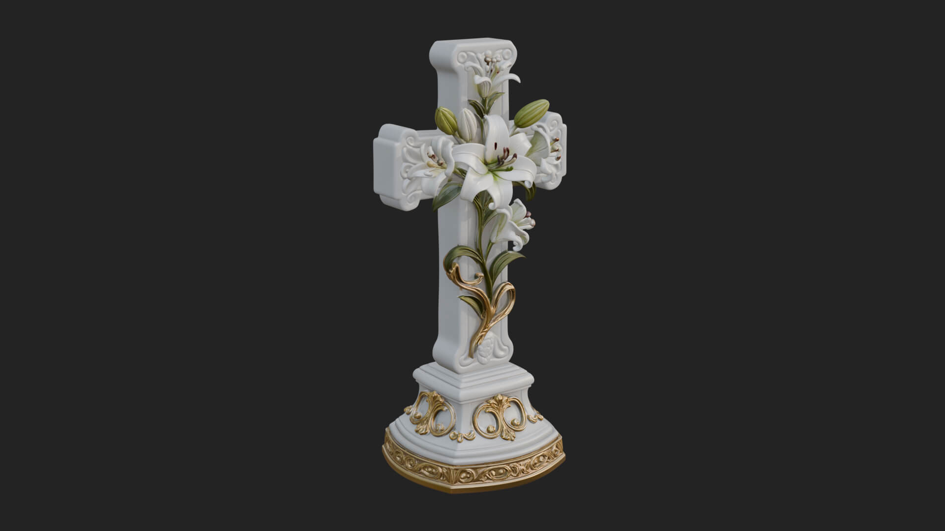Lily Easter Cross Statue Design 4 3D Print Model 3D Model