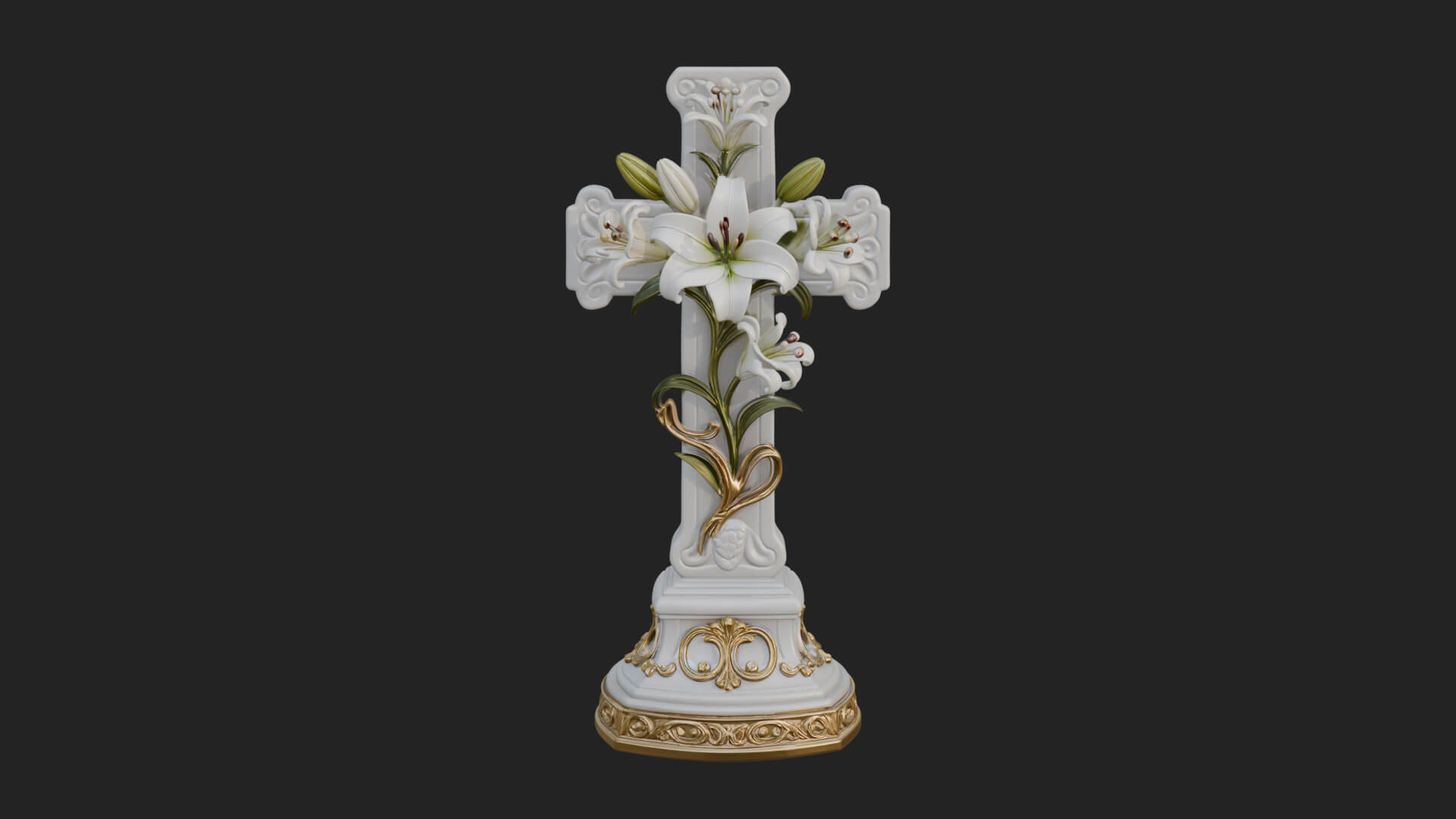 Lily Easter Cross Statue Design 4 3D Print Model 3D Model