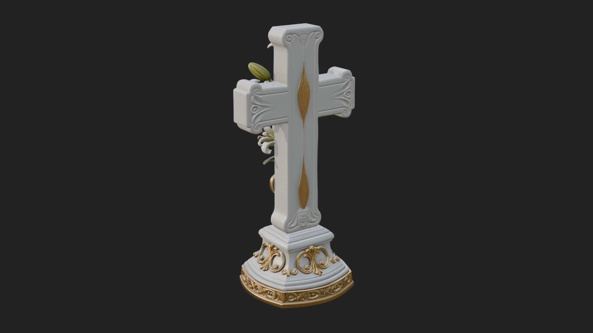Lily Easter Cross Statue Design 4 3D Print Model 3D Model