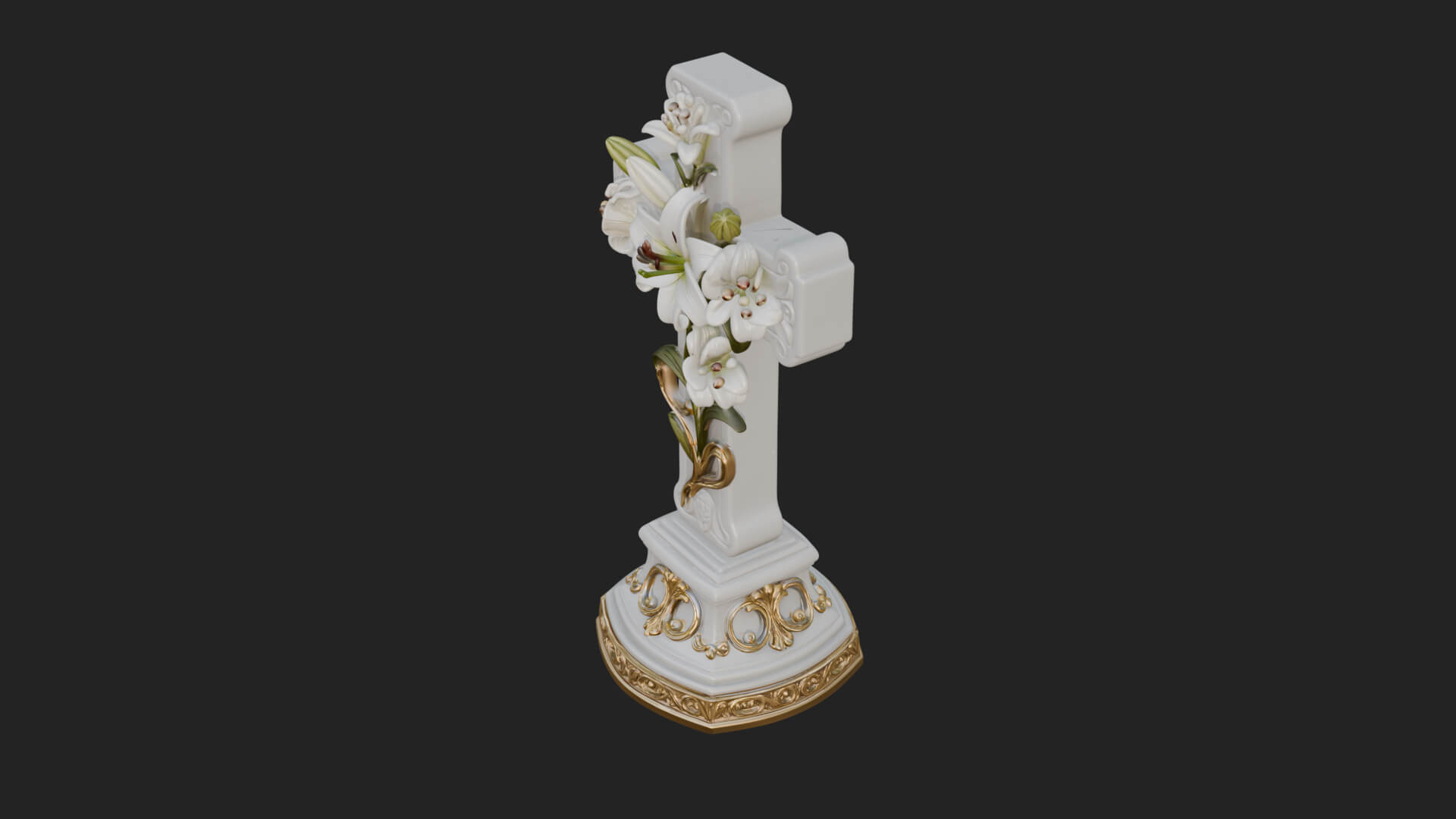 Lily Easter Cross Statue Design 4 3D Print Model 3D Model