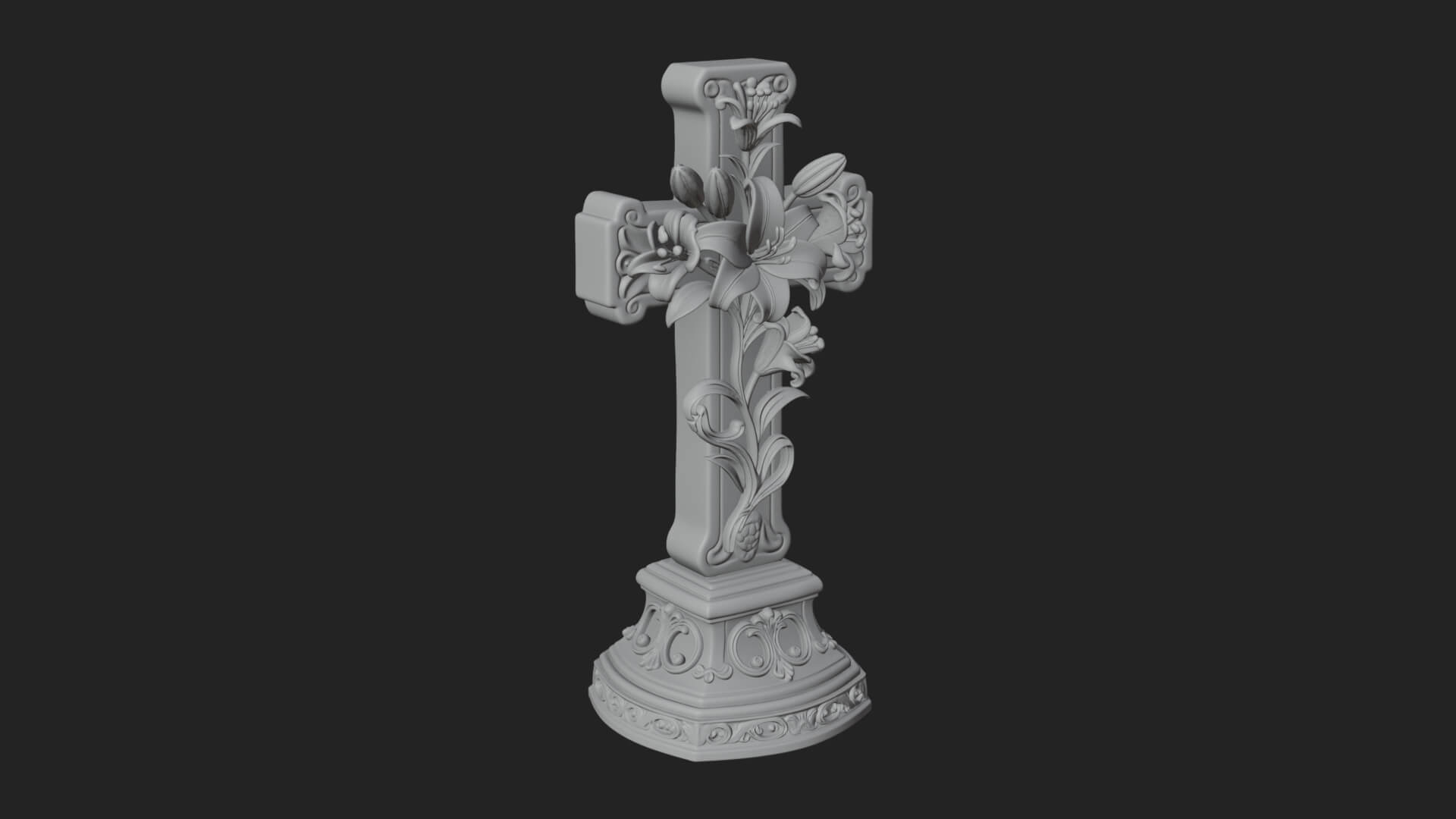 Lily Easter Cross Statue Design 4 3D Print Model 3D Model