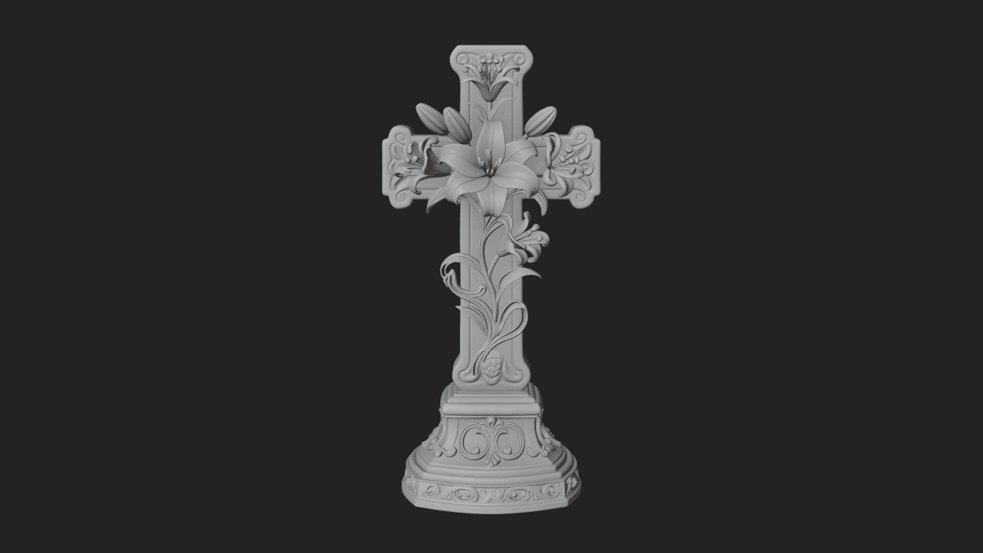 Lily Easter Cross Statue Design 4 3D Print Model 3D Model