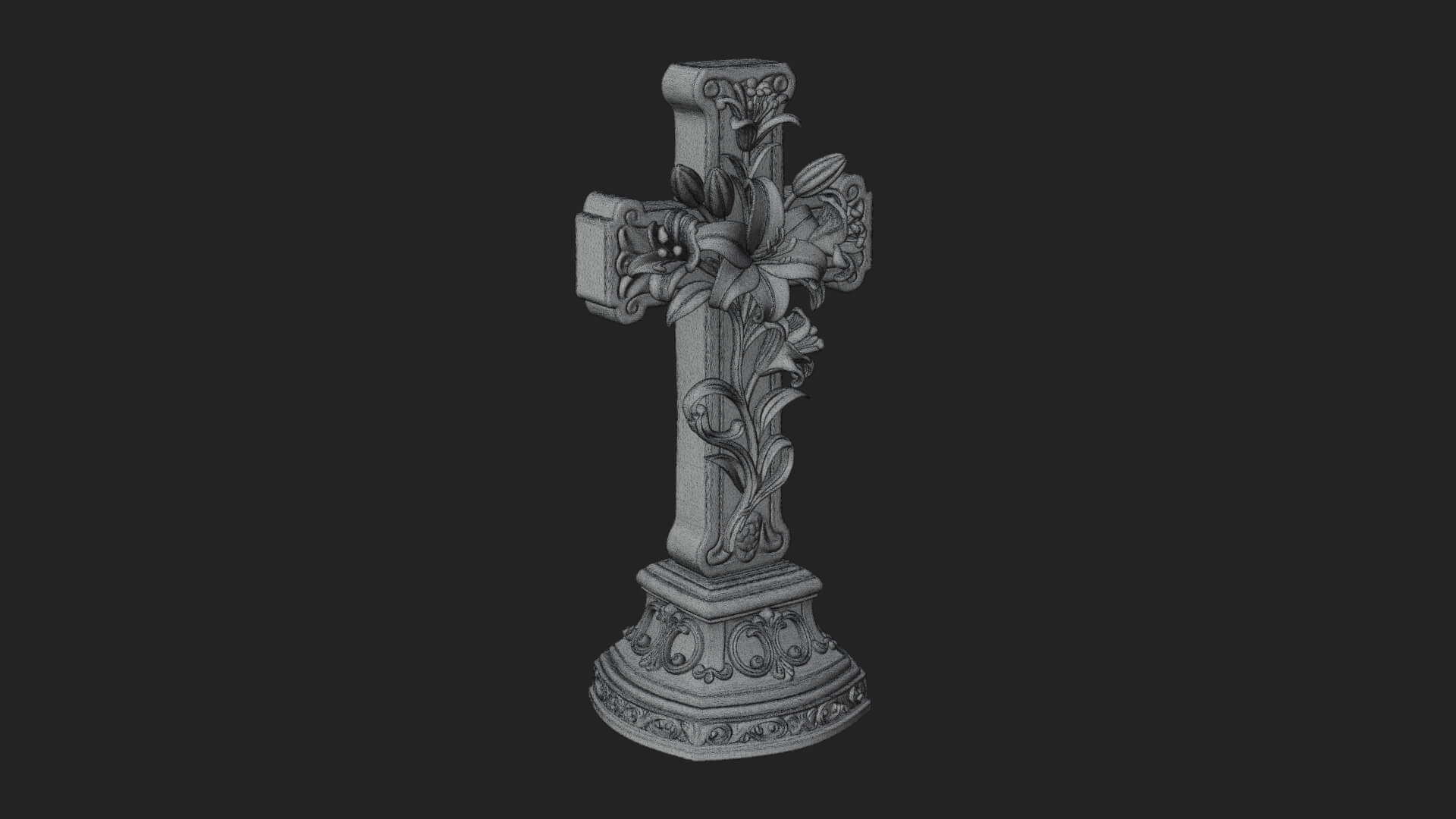 Lily Easter Cross Statue Design 4 3D Print Model 3D Model