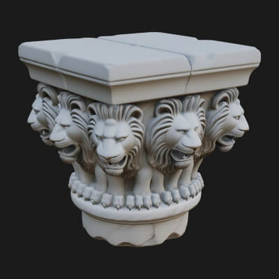 Lion Head Column Capital Design 1 3D Print Model