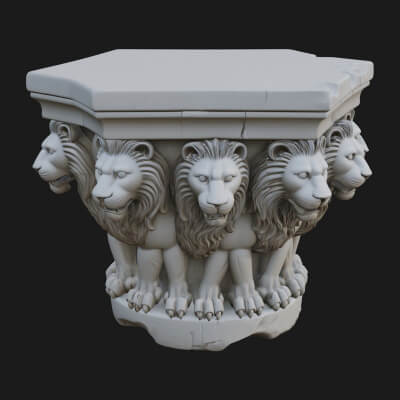Lion Head Column Capital Design 2 3D Print Model
