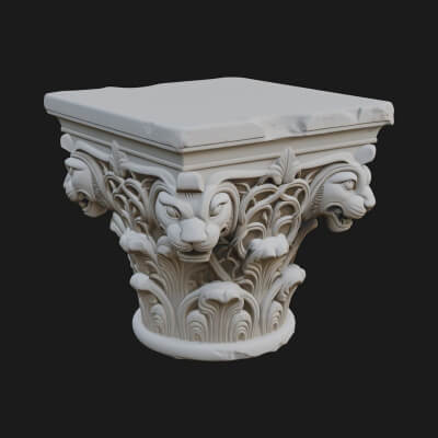 Lion Head Column Capital Design 3 3D Print Model
