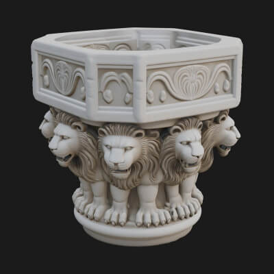 Lion Head Column Capital Design 4 3D Print Model