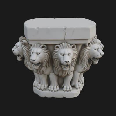 Lion Head Column Capital Design 6 3D Print Model