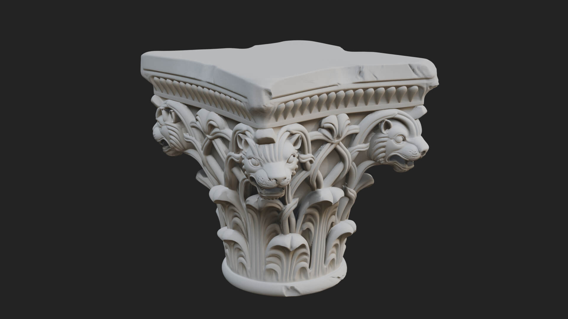 Lion Head Column Capital Design 7 3D Print Model 3D Model