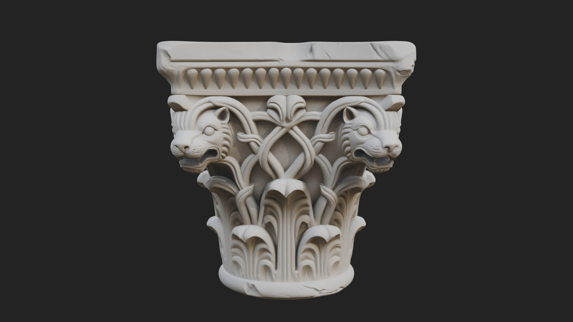 Lion Head Column Capital Design 7 3D Print Model 3D Model