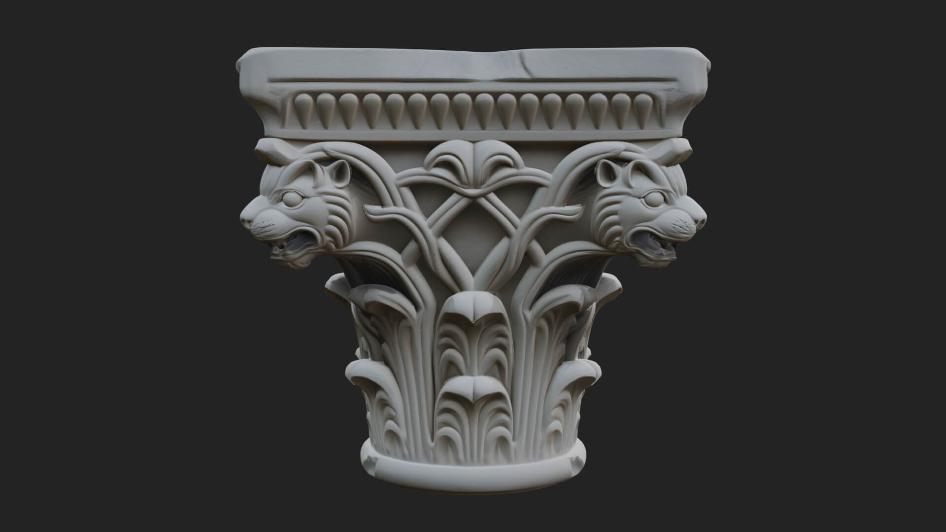 Lion Head Column Capital Design 7 3D Print Model 3D Model