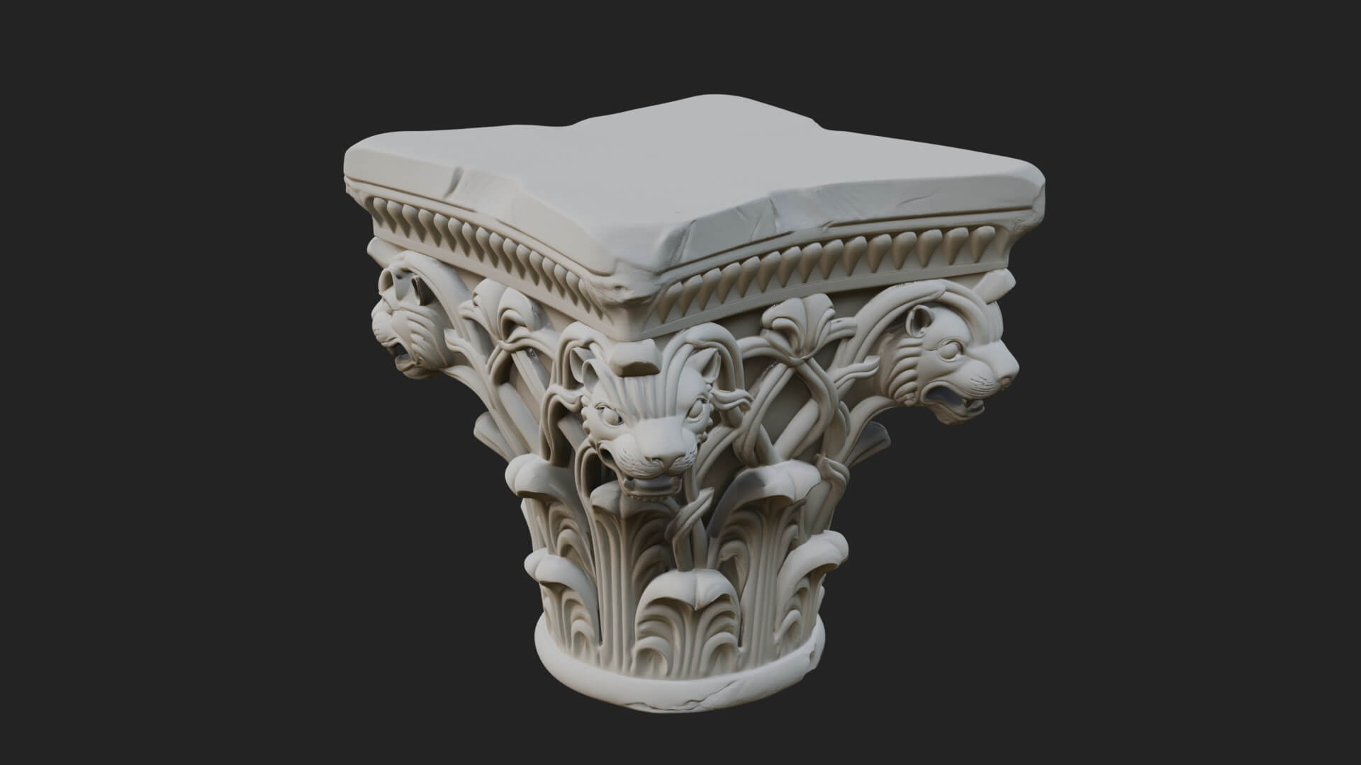 Lion Head Column Capital Design 7 3D Print Model 3D Model