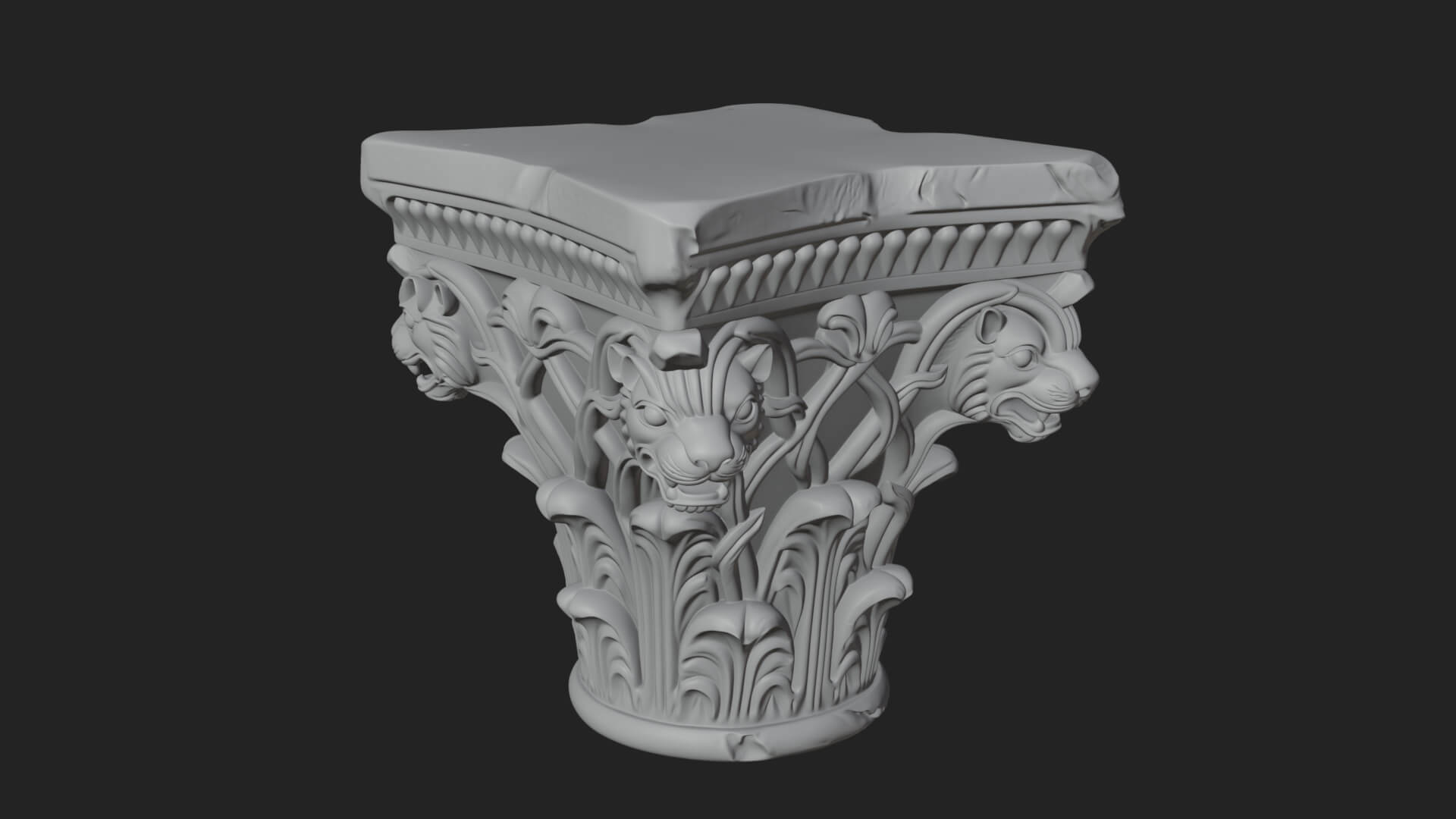 Lion Head Column Capital Design 7 3D Print Model 3D Model