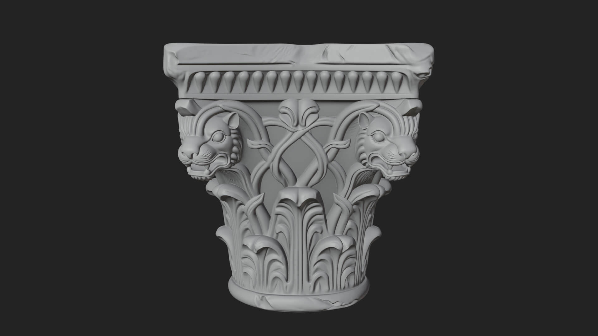 Lion Head Column Capital Design 7 3D Print Model 3D Model
