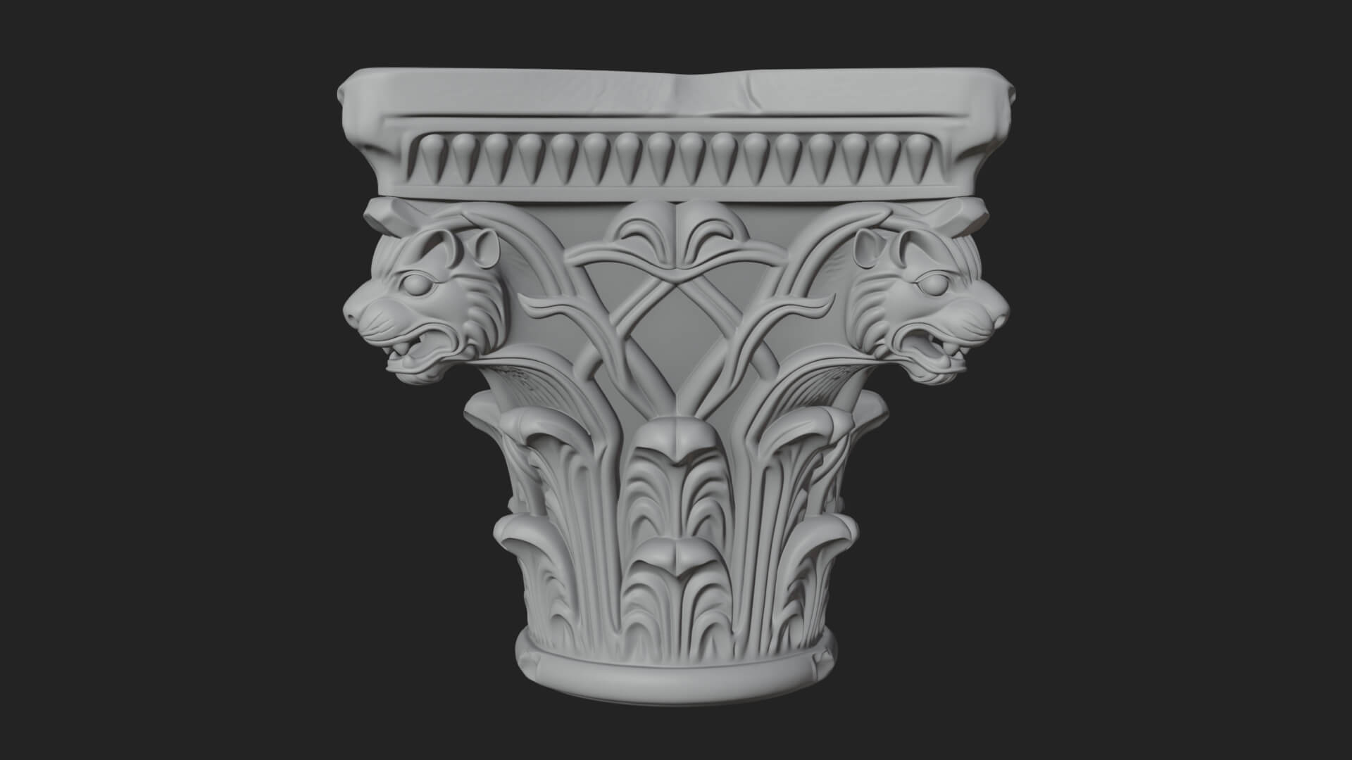 Lion Head Column Capital Design 7 3D Print Model 3D Model