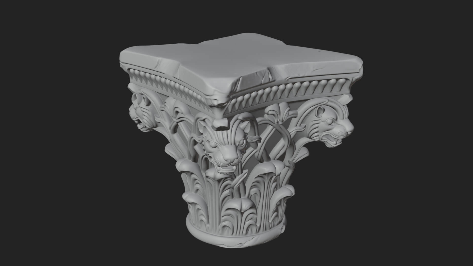 Lion Head Column Capital Design 7 3D Print Model 3D Model
