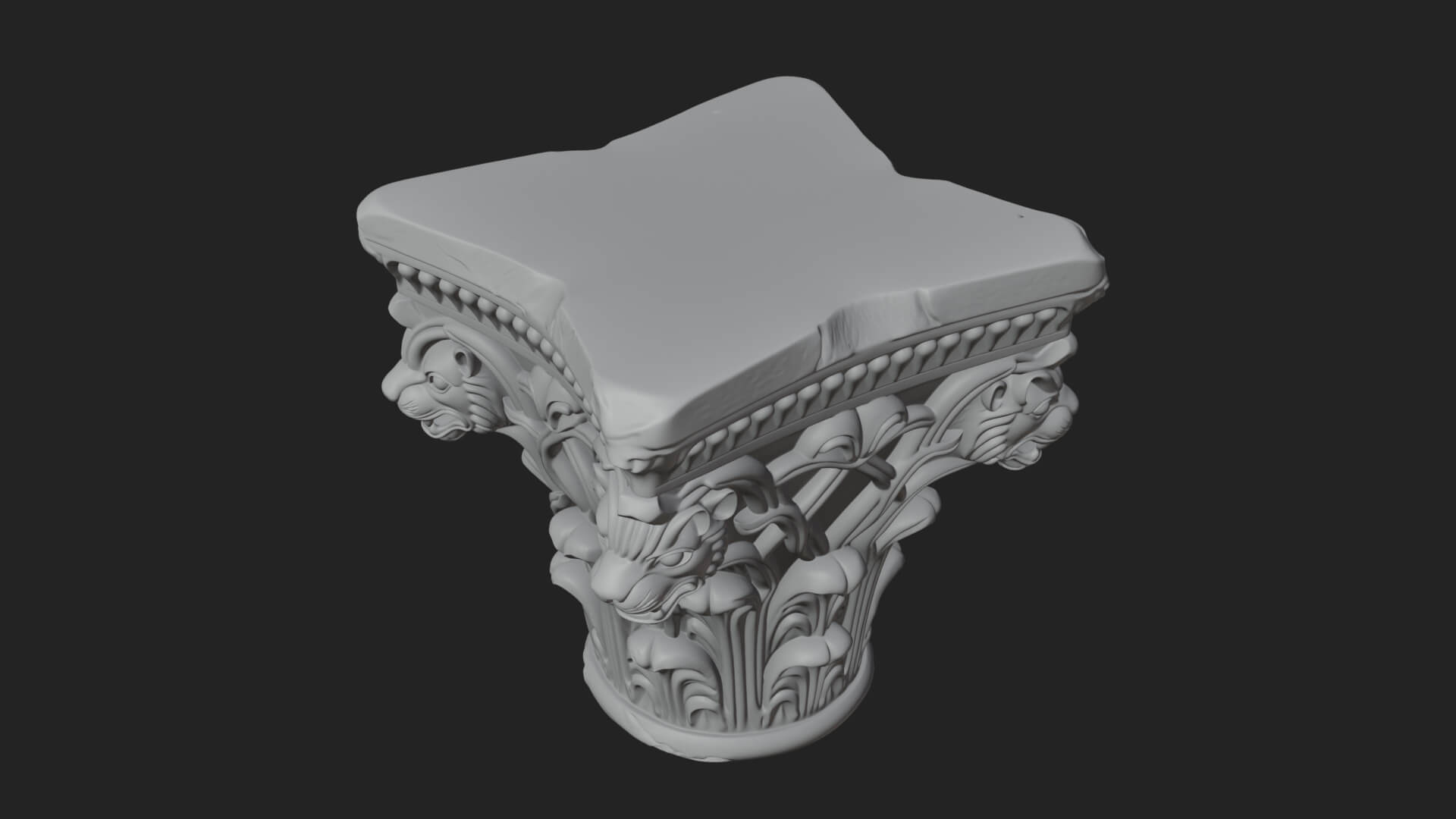 Lion Head Column Capital Design 7 3D Print Model 3D Model