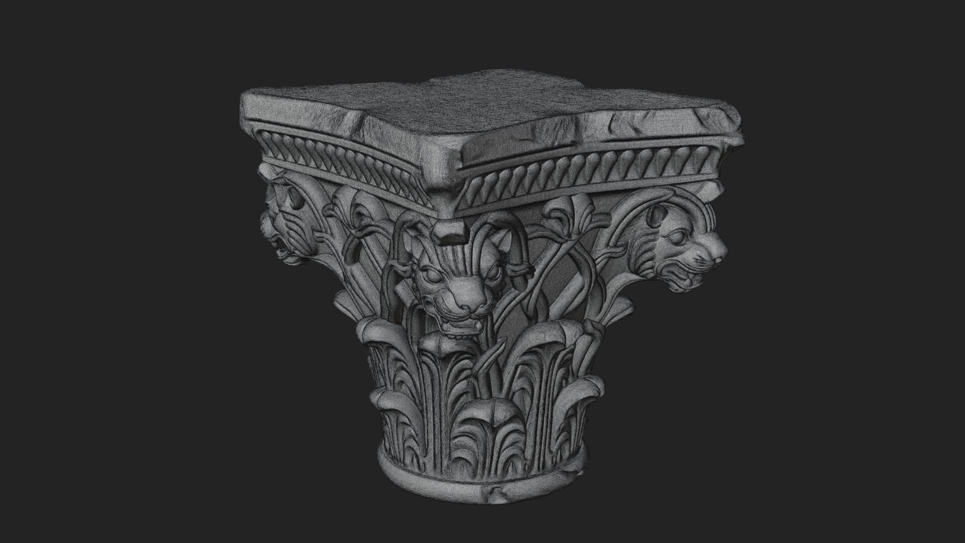 Lion Head Column Capital Design 7 3D Print Model 3D Model