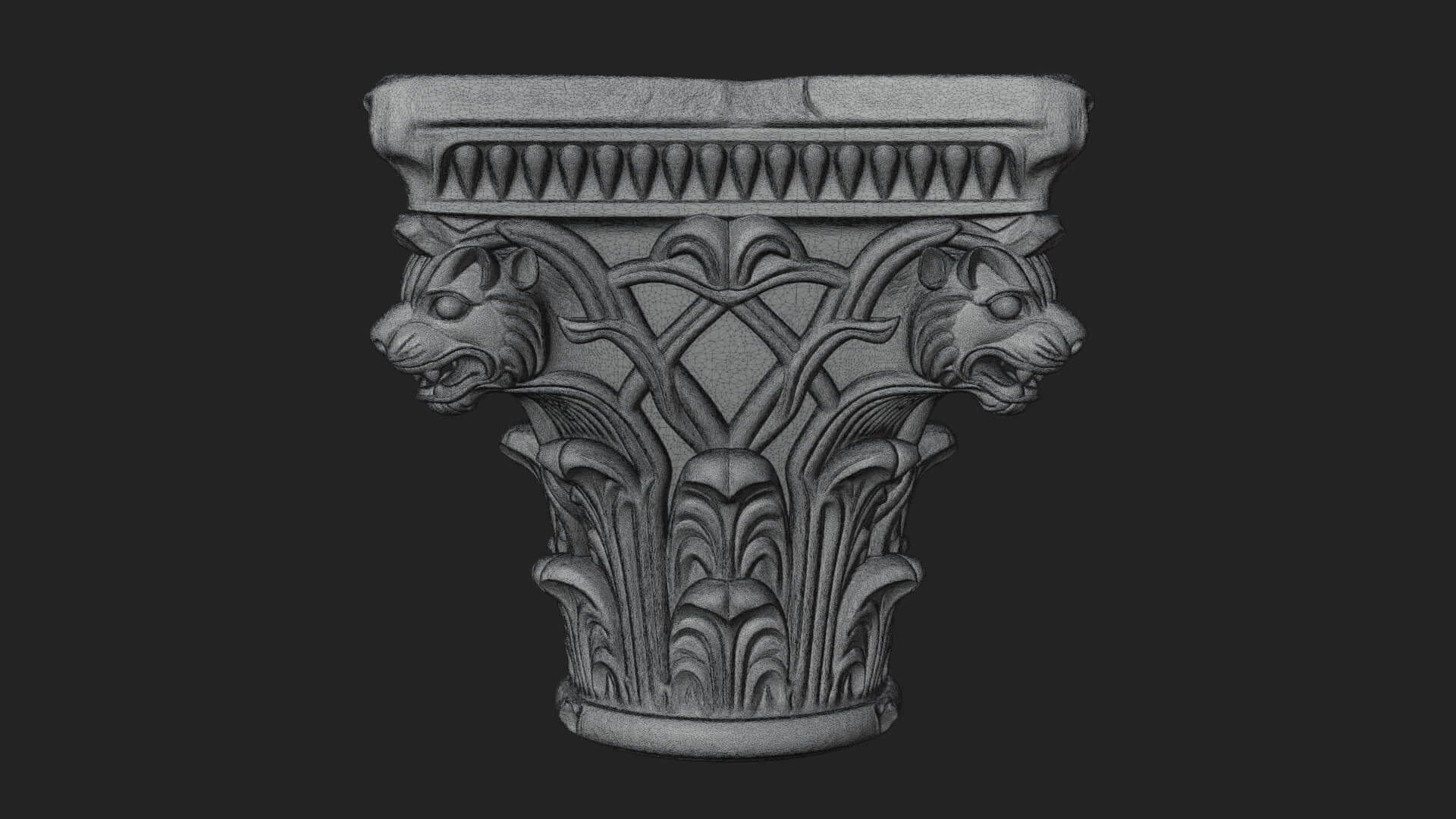 Lion Head Column Capital Design 7 3D Print Model 3D Model