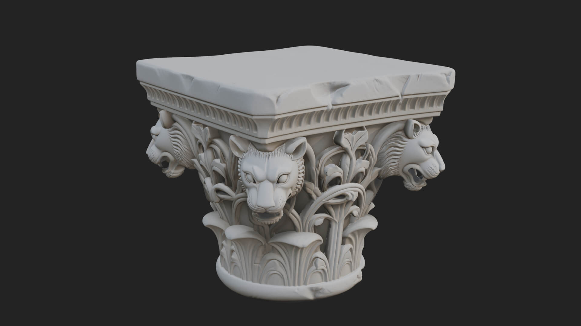 Lion Head Column Capital Design 8 3D Print Model 3D Model