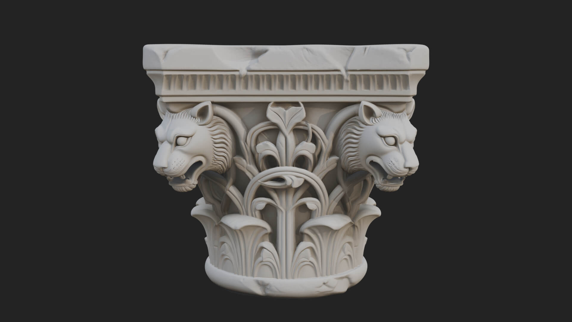 Lion Head Column Capital Design 8 3D Print Model 3D Model