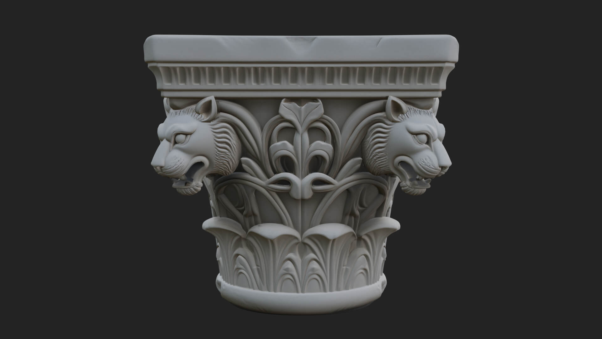 Lion Head Column Capital Design 8 3D Print Model 3D Model