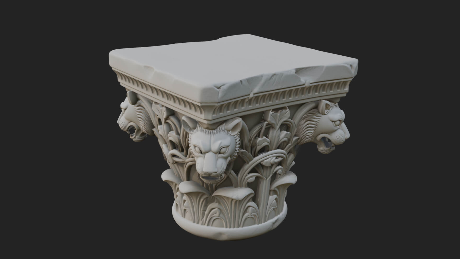 Lion Head Column Capital Design 8 3D Print Model 3D Model