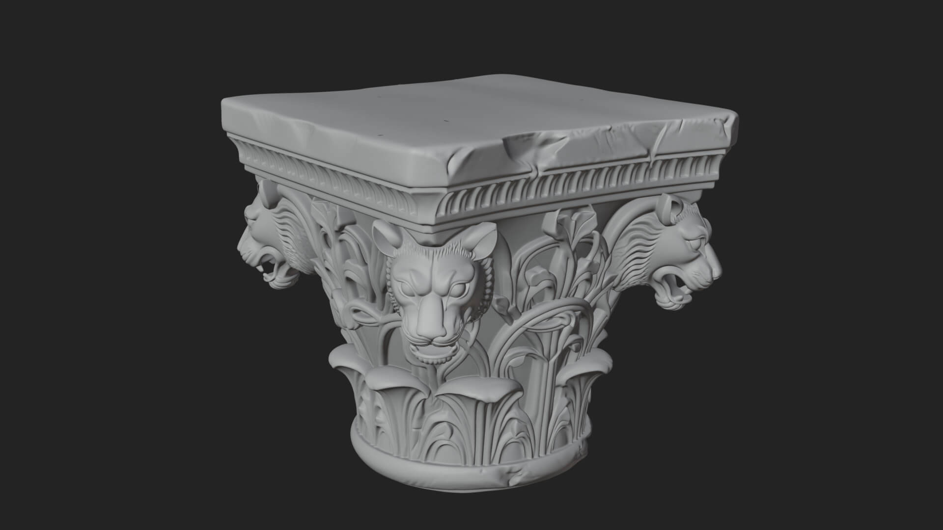 Lion Head Column Capital Design 8 3D Print Model 3D Model
