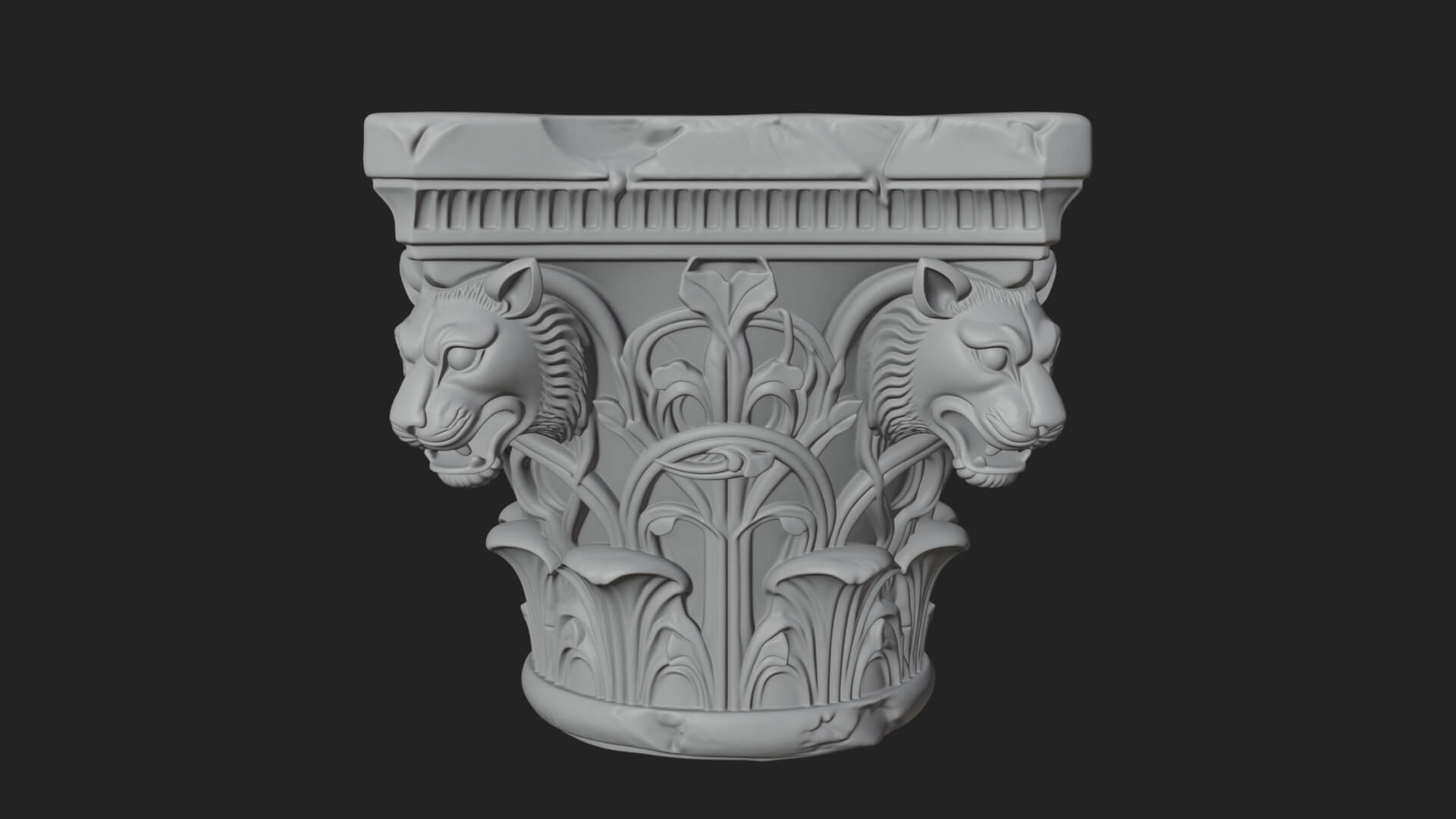 Lion Head Column Capital Design 8 3D Print Model 3D Model