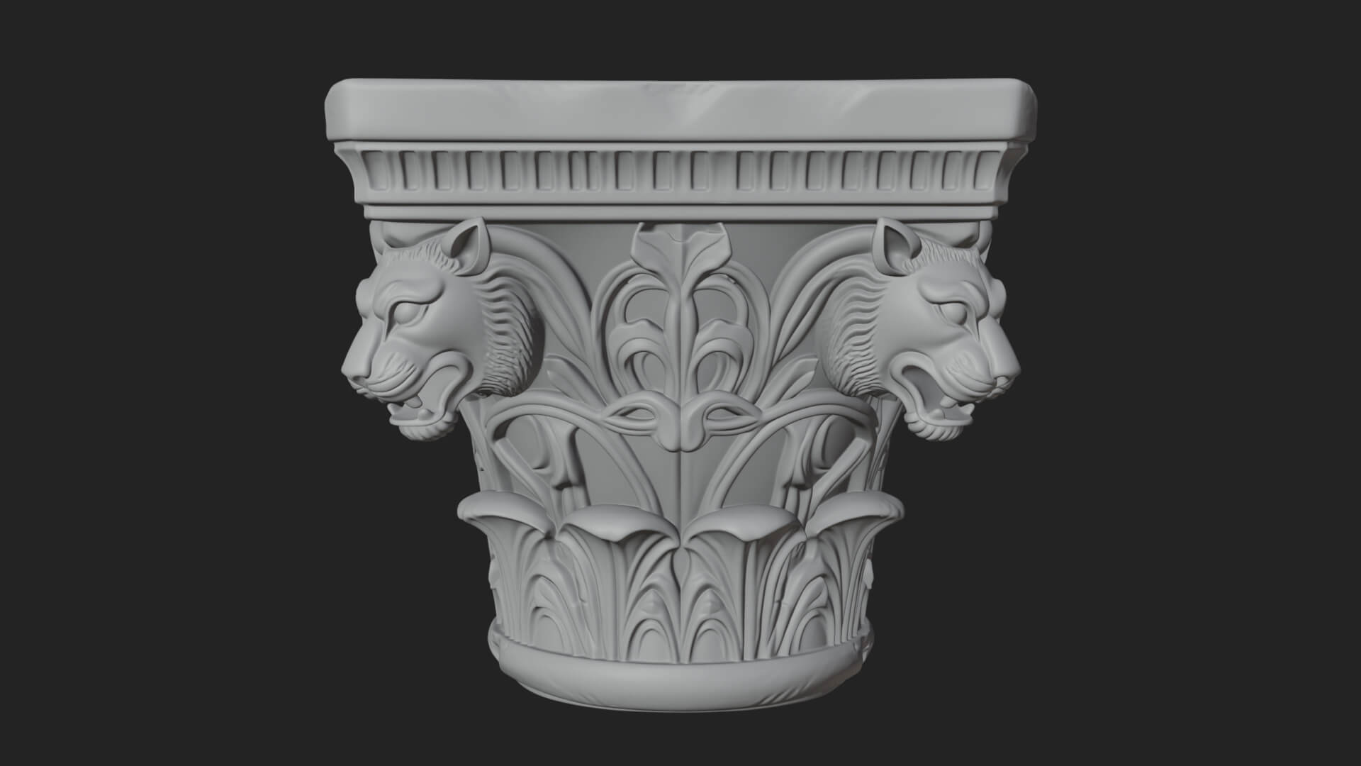 Lion Head Column Capital Design 8 3D Print Model 3D Model
