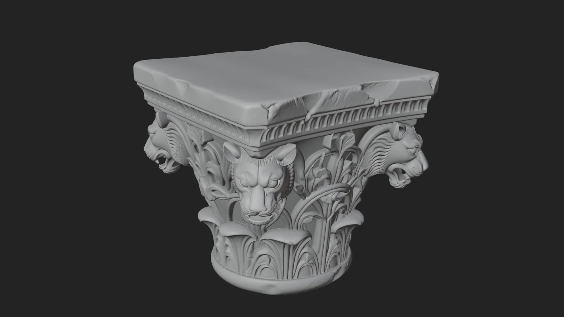 Lion Head Column Capital Design 8 3D Print Model 3D Model