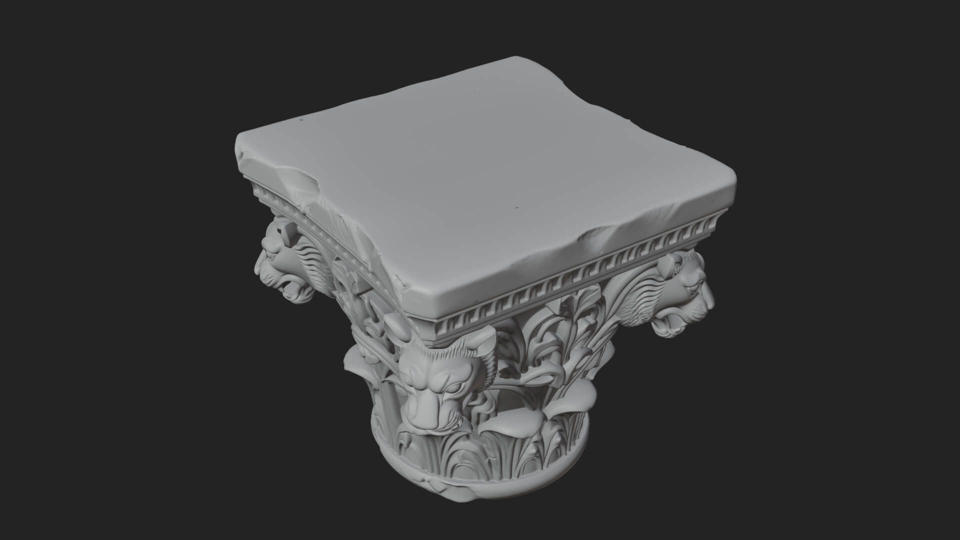 Lion Head Column Capital Design 8 3D Print Model 3D Model
