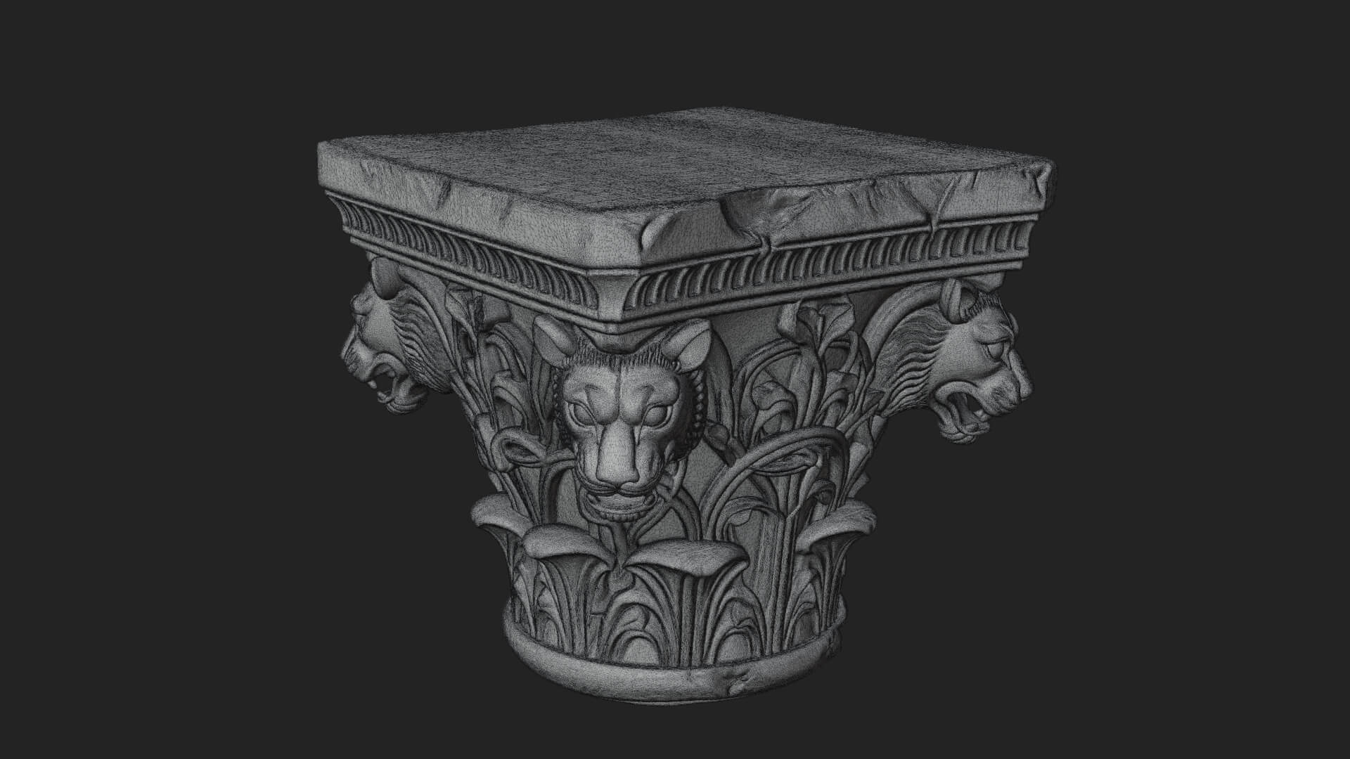 Lion Head Column Capital Design 8 3D Print Model 3D Model