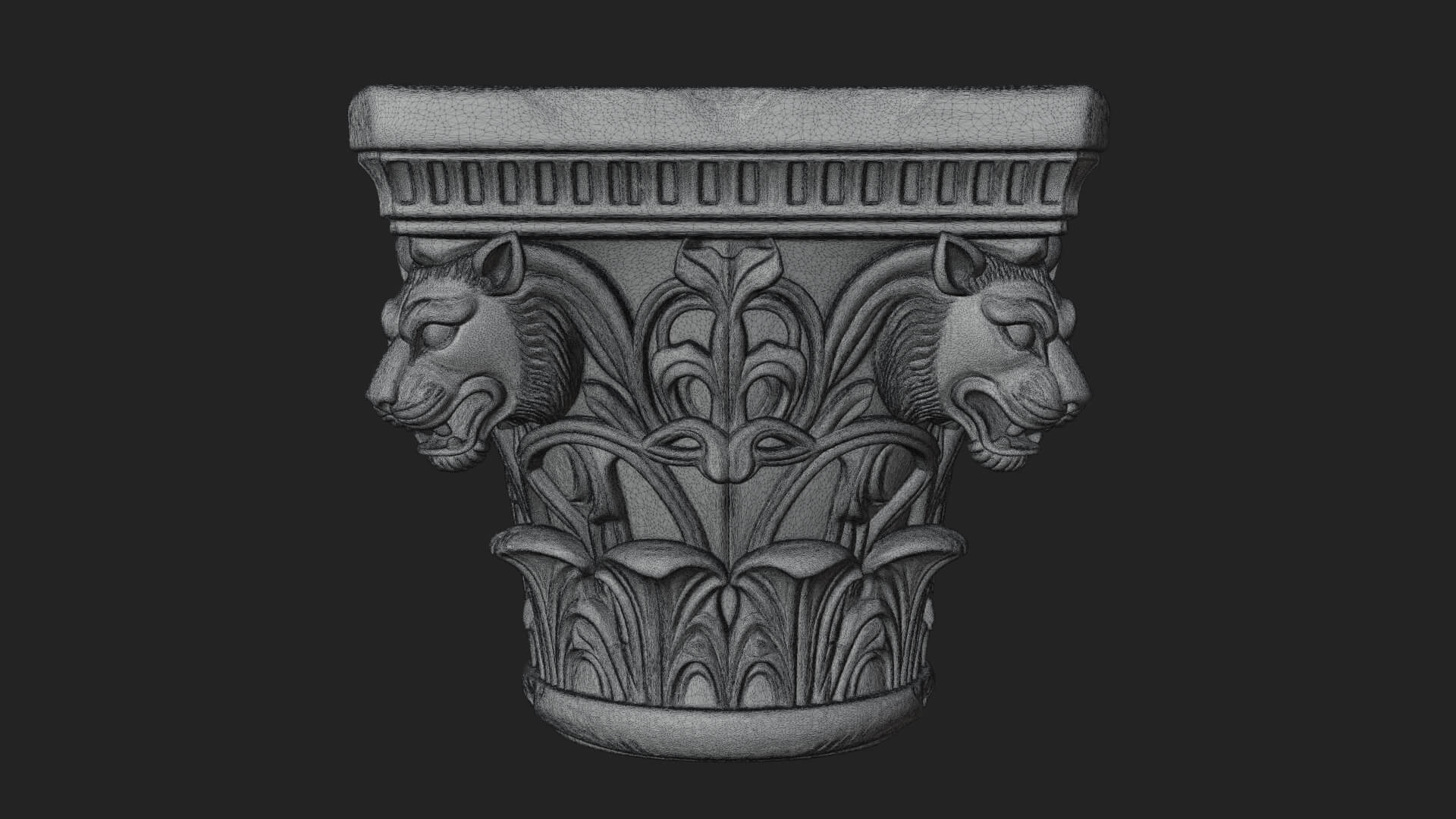 Lion Head Column Capital Design 8 3D Print Model 3D Model