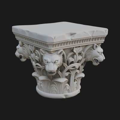Lion Head Column Capital Design 8 3D Print Model