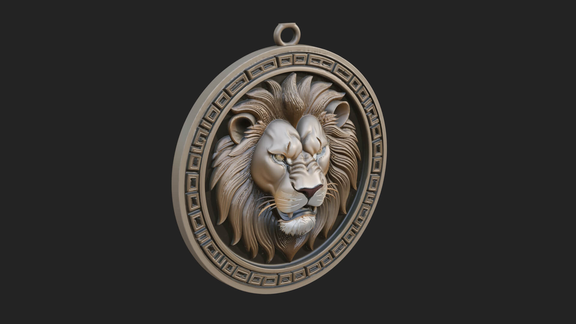 Lion Head Oval Relief Plaque Design 1 3D Print Model 3D Model