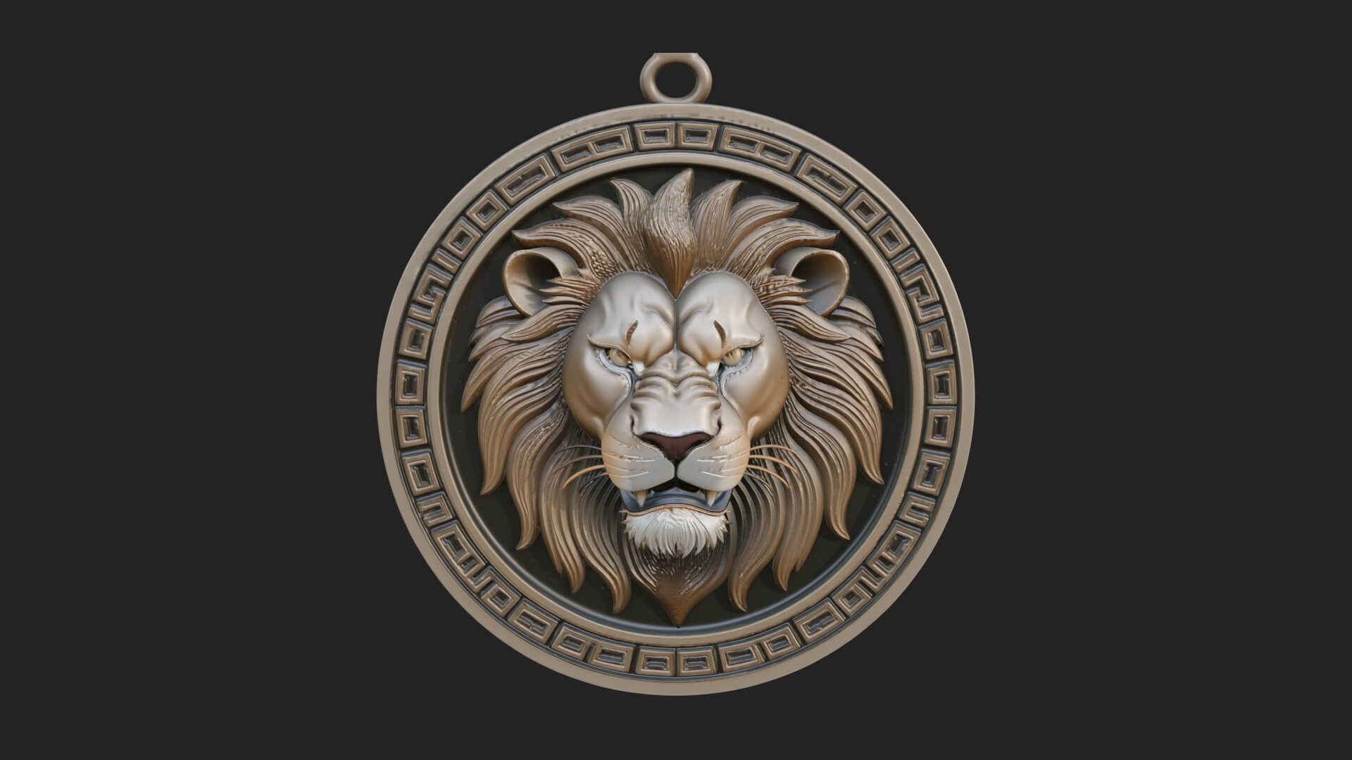 Lion Head Oval Relief Plaque Design 1 3D Print Model 3D Model
