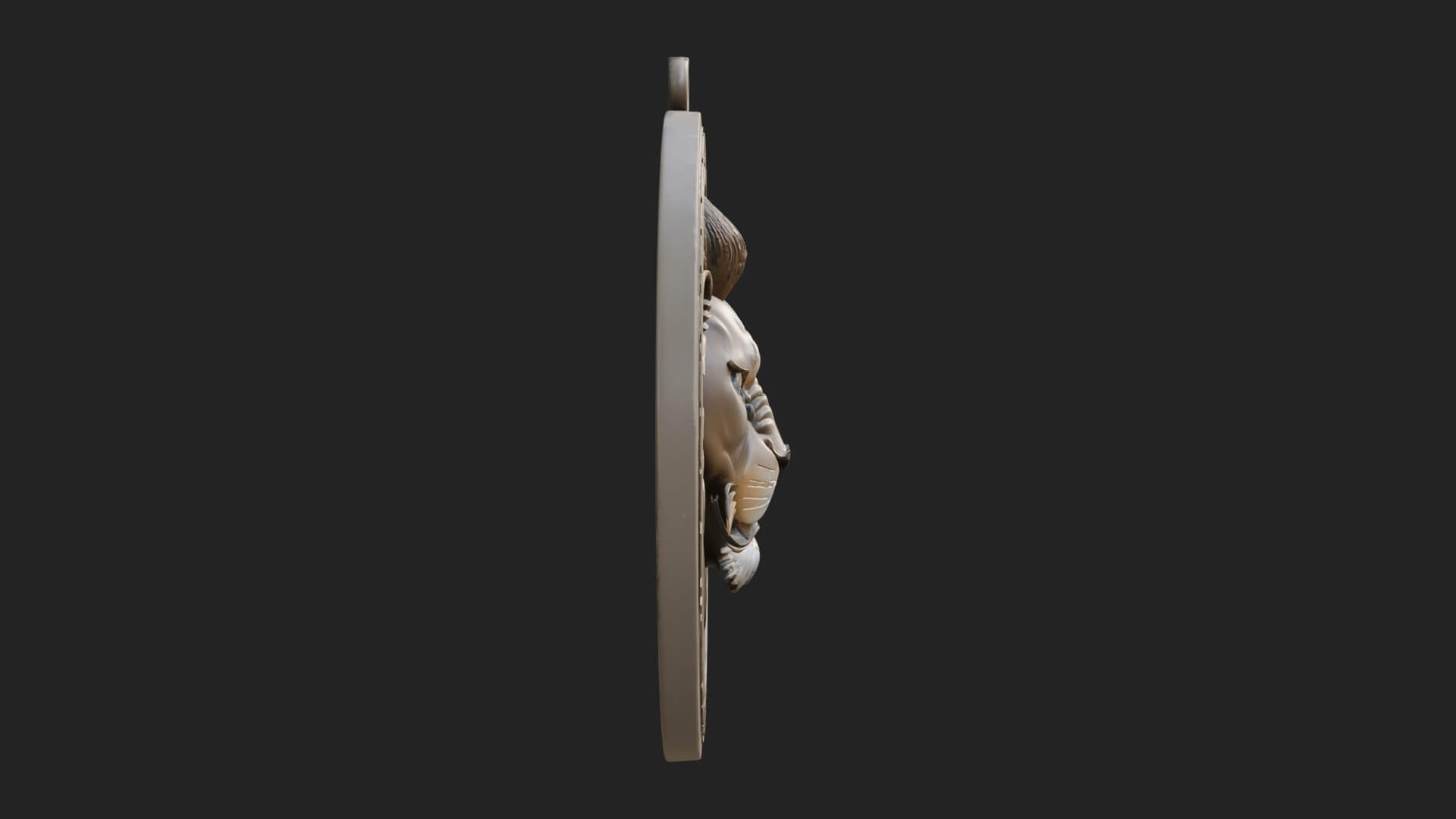 Lion Head Oval Relief Plaque Design 1 3D Print Model 3D Model