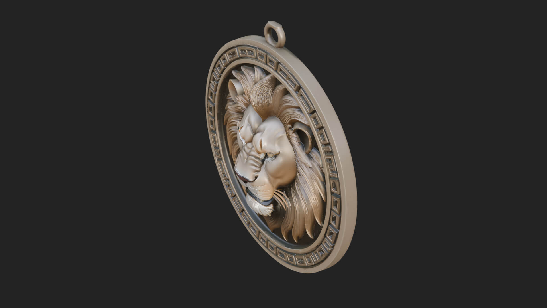 Lion Head Oval Relief Plaque Design 1 3D Print Model 3D Model
