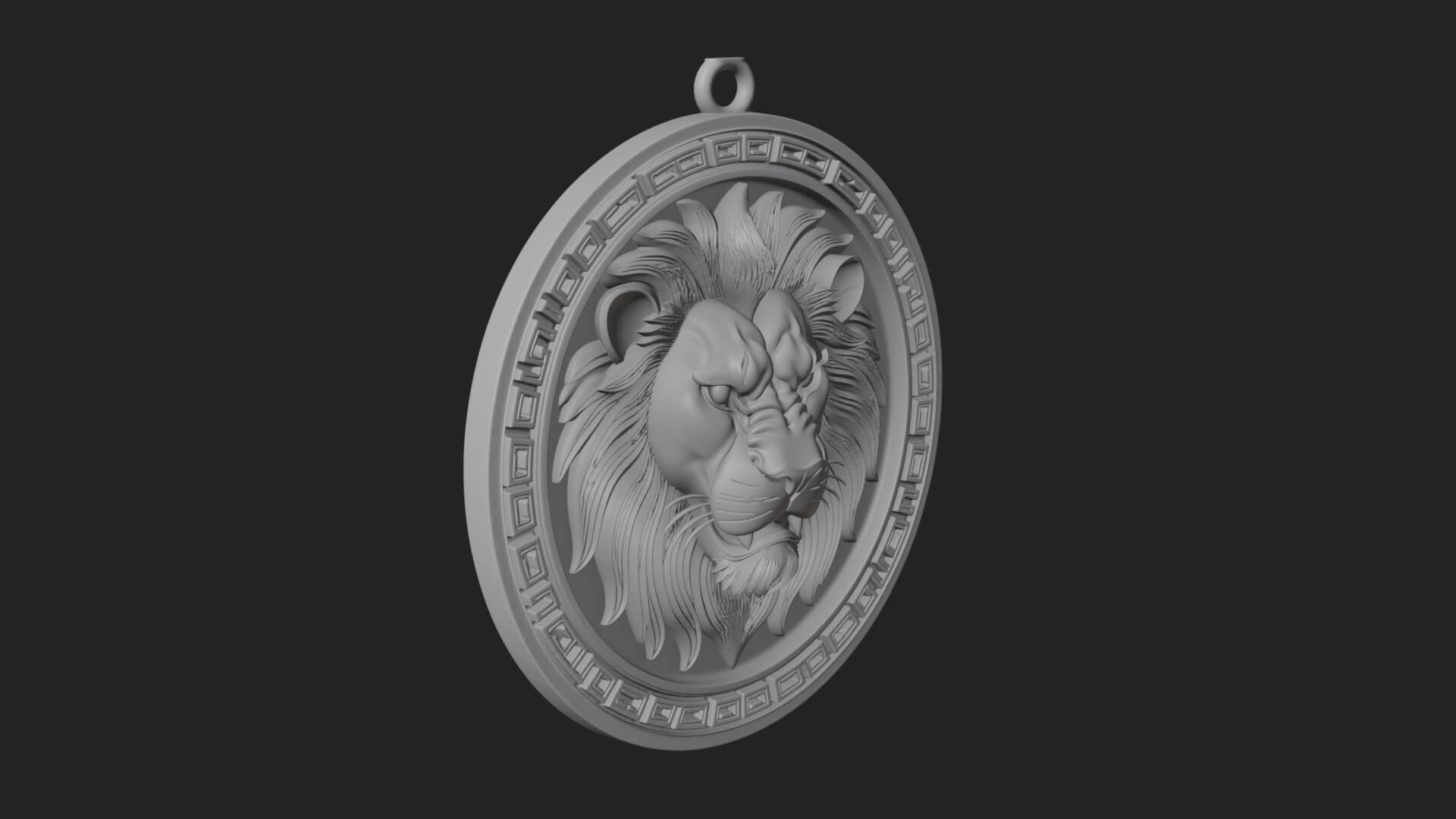 Lion Head Oval Relief Plaque Design 1 3D Print Model 3D Model