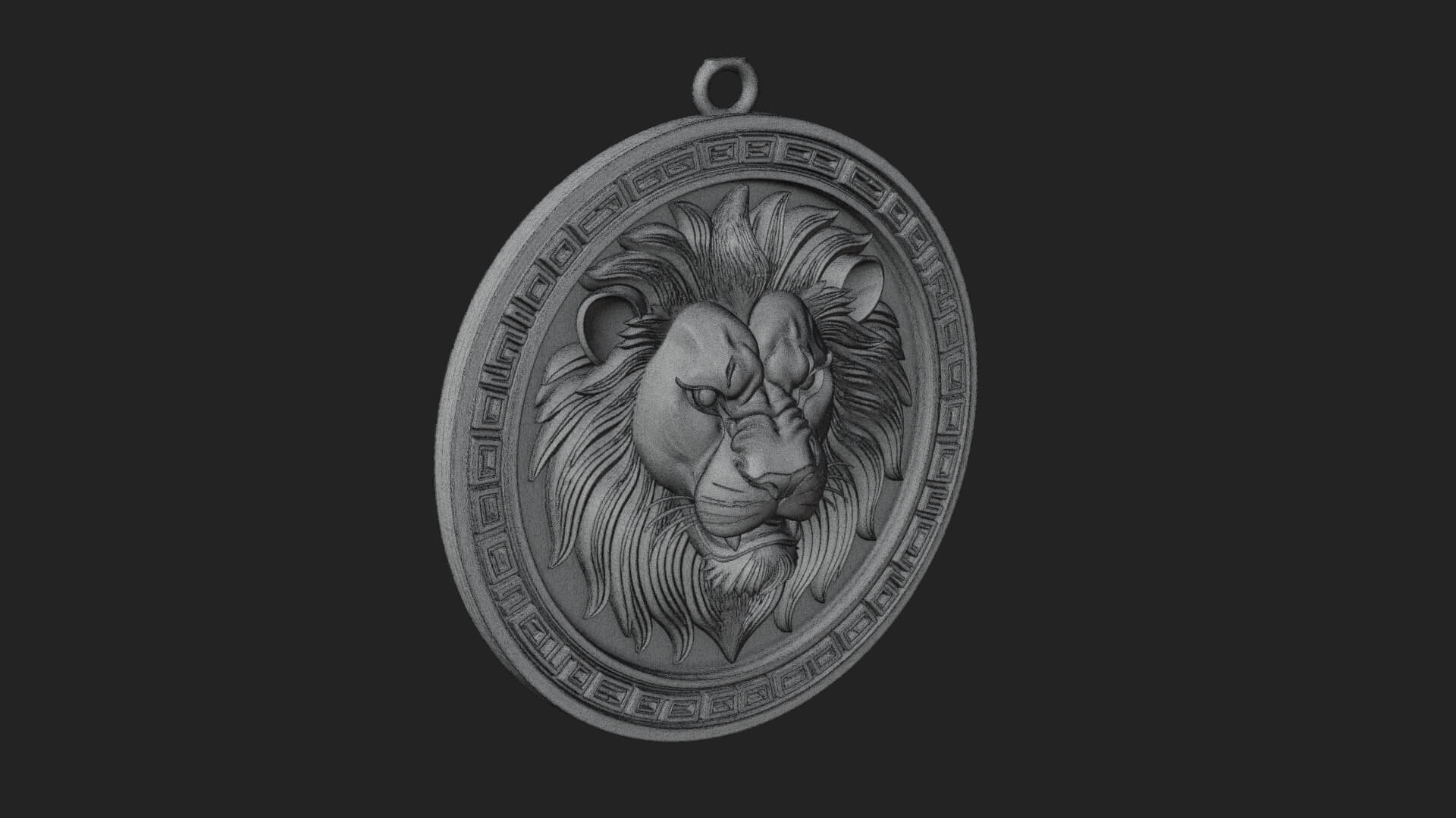 Lion Head Oval Relief Plaque Design 1 3D Print Model 3D Model